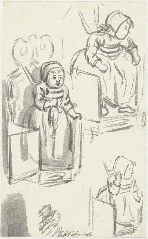 Studies van een kind in een kinderstoel Wall Art by Hendrik van der Burgh - High-Resolution Digital Print