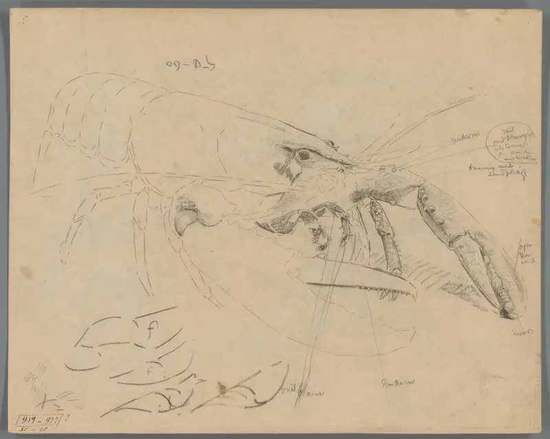 Studies van een kreeft Wall Art by Gerrit Willem Dijsselhof - High-Resolution Digital Print