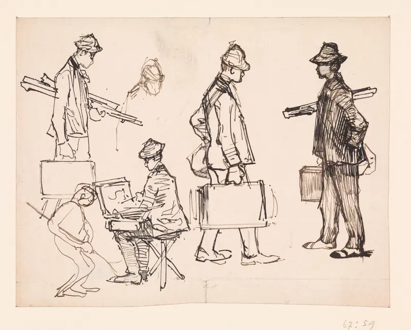 Studies van een kunstenaar met schilderdoos en ezel Wall Art by Edzard Koning - High-Resolution Digital Print