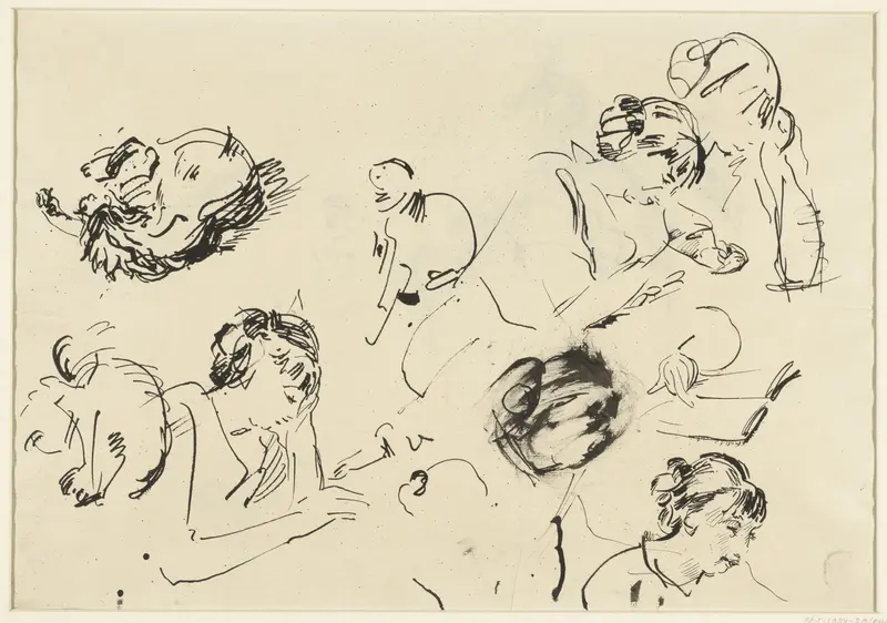 Studies van een lezende vrouw en spelende kat Wall Art by Rik Wouters - High-Resolution Digital Print