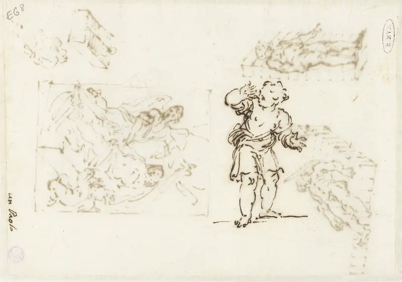 Studies van een liggende naakte mannelijke figuur Wall Art by Paolo Veronese - High-Resolution Digital Print