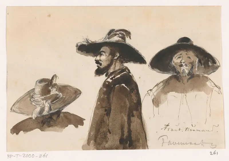 Studies van een man met brede hoed Wall Art by Unknown - High-Resolution Digital Print