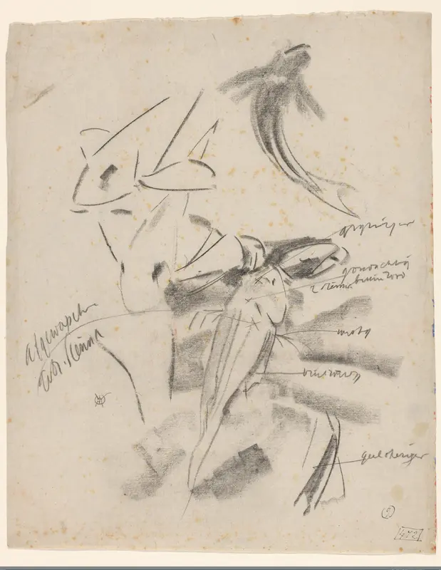 Studies van een poon, met kleurnotities Wall Art by Gerrit Willem Dijsselhof - High-Resolution Digital Print
