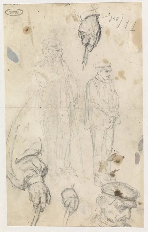 Studies van een staande boer met een stok Wall Art by Thomas Simon Cool - High-Resolution Digital Print
