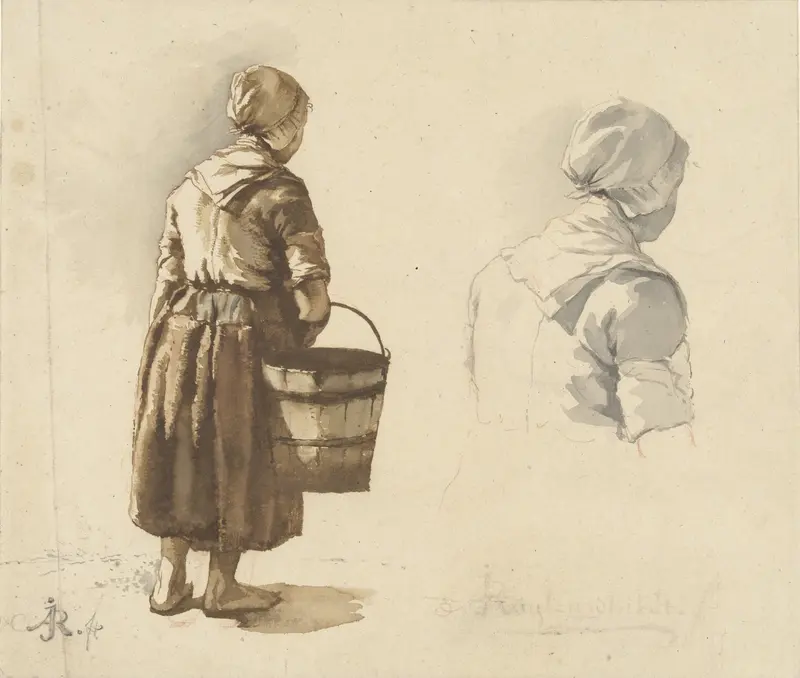 Studies van een vissersvrouw Wall Art by Abraham Johannes Ruytenschildt - High-Resolution Digital Print