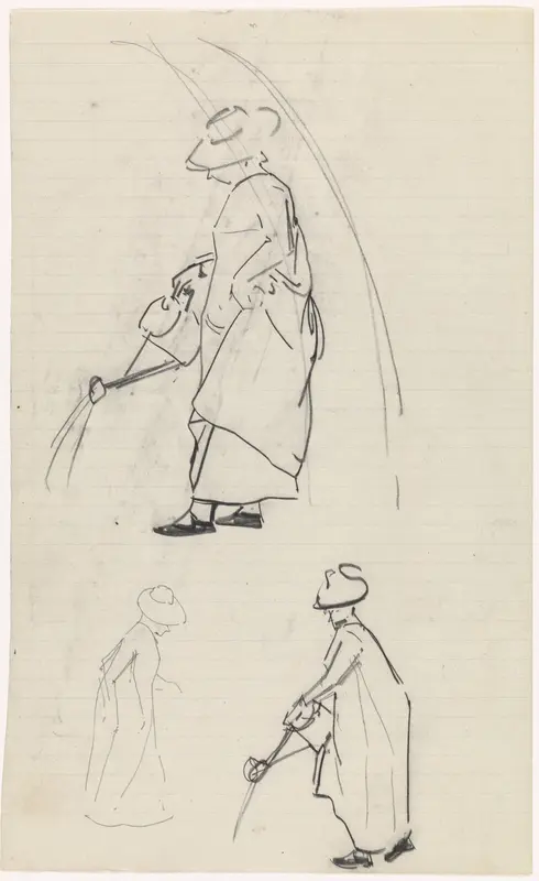 Studies van een vrouw die planten watert Wall Art by Gerrit Willem Dijsselhof - High-Resolution Digital Print