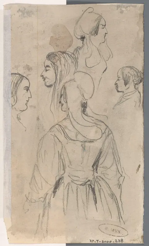 Studies van een vrouw met muts Wall Art by Johannes Tavenraat - High-Resolution Digital Print