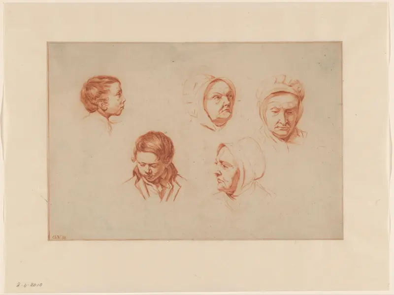 Studies van hoofden van een oude vrouw en een jongen Wall Art by G. Visser - High-Resolution Digital Print