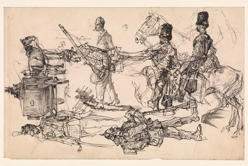 Studies van huzaren en een rijtuig Wall Art by Edzard Koning - High-Resolution Digital Print