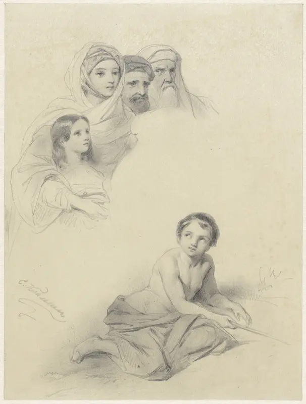 Studies van kinderen en enkele volwassenen Wall Art by Cornelis Kruseman - High-Resolution Digital Print