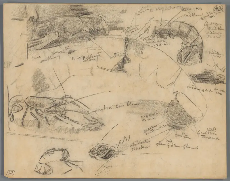 Studies van (lichaamsdelen van) kreeften Wall Art by Gerrit Willem Dijsselhof - High-Resolution Digital Print