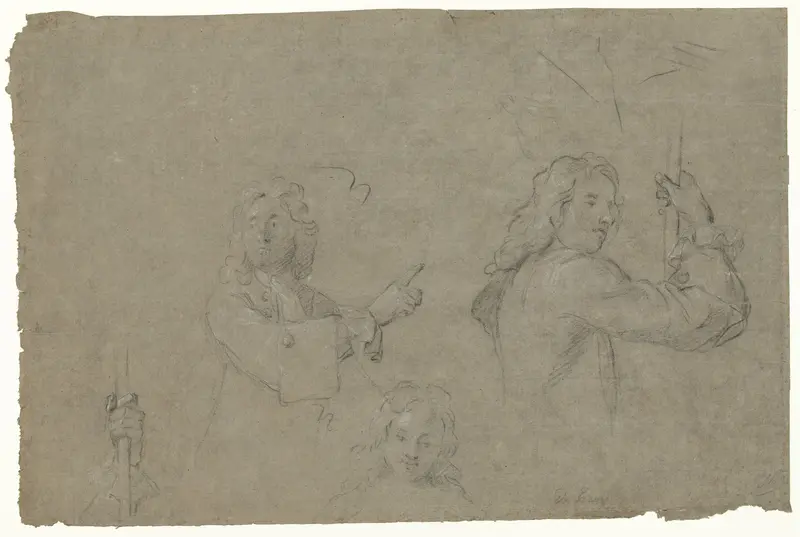 Studies van mannen en hand Wall Art by Jean-François de Troy - High-Resolution Digital Print