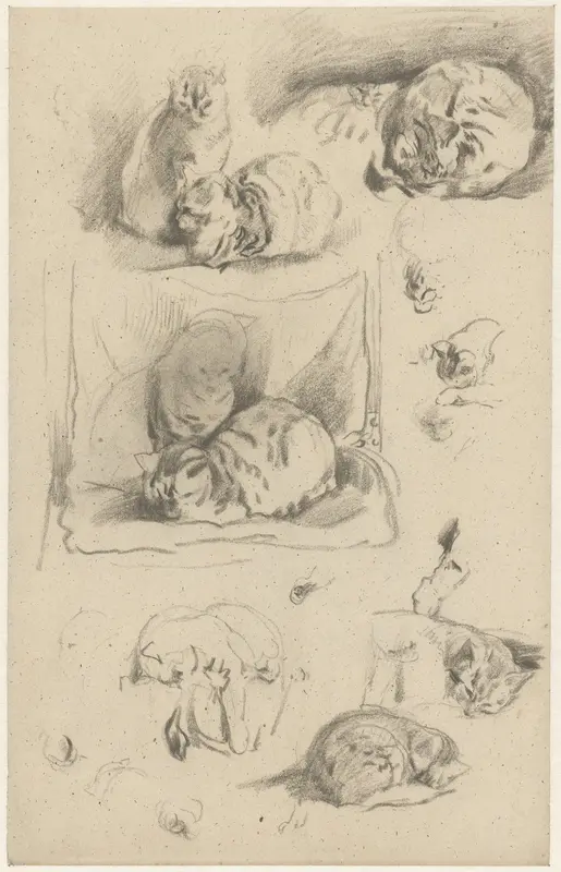 Studies van poezen Wall Art by Guillaume Anne van der Brugghen - High-Resolution Digital Print