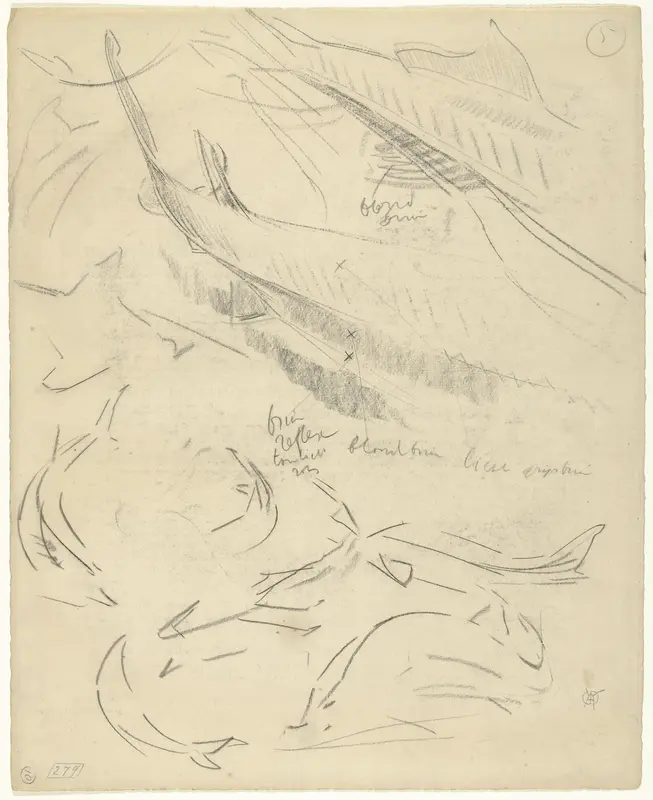 Studies van romp en staart van een sterlet Wall Art by Gerrit Willem Dijsselhof - High-Resolution Digital Print