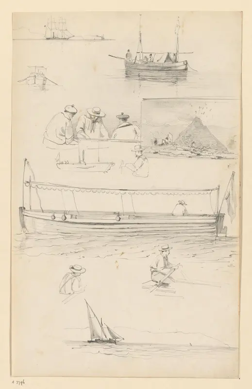 Studies van schepen en zeelieden Wall Art by Willem Anthonie van Deventer - High-Resolution Digital Print