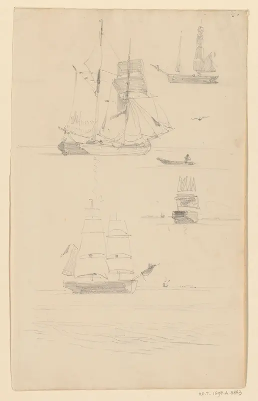 Studies van schepen Wall Art by Willem Anthonie van Deventer - High-Resolution Digital Print
