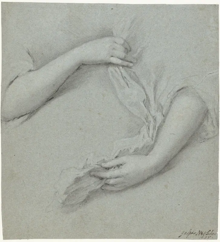 Studies van twee armen Wall Art by Caspar Netscher - High-Resolution Digital Print