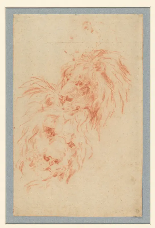 Studies van twee leeuwenkoppen Wall Art by Jean Baptiste Hilaire - High-Resolution Digital Print