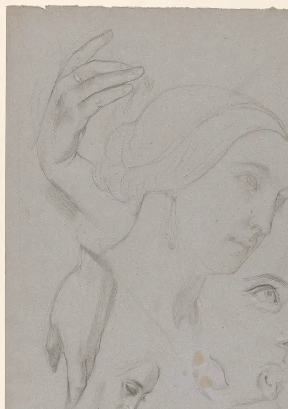 Studies van vrouwenkoppen en handen Wall Art by Jan Adam Kruseman - High-Resolution Digital Print