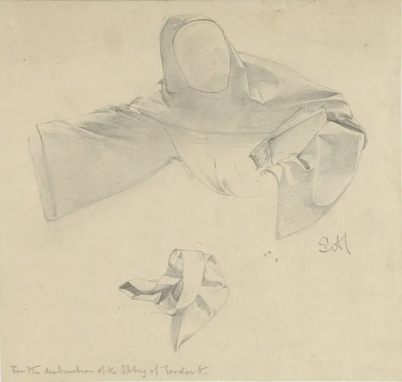 Studies voor de kleding van een vluchtende monnik Wall Art by Lourens Alma Tadema - High-Resolution Digital Print