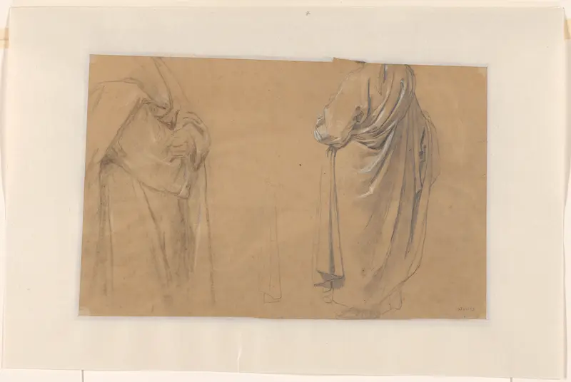 Studies voor de Prediking van Johannes de Doper in de woestijn: draperiestudies Wall Art by Cornelis Kruseman - High-Resolution Digital Print