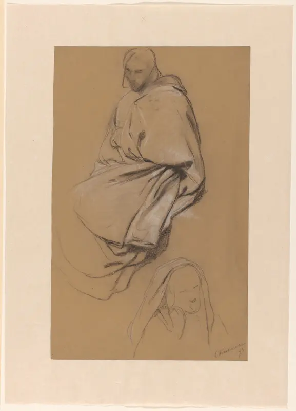 Studies voor de Prediking van Johannes de Doper in de woestijn: zittende figuren Wall Art by Cornelis Kruseman - High-Resolution Digital Print