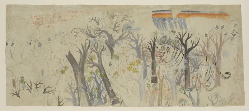 Study for a Tiger Hunt Wall Art by Sheikh Taju - High-Resolution Digital Print