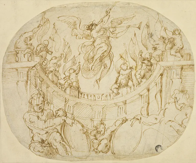 Study for Allegory of Two Quartieri of Florence Wall Art by Giorgio Vasari - High-Resolution Digital Print