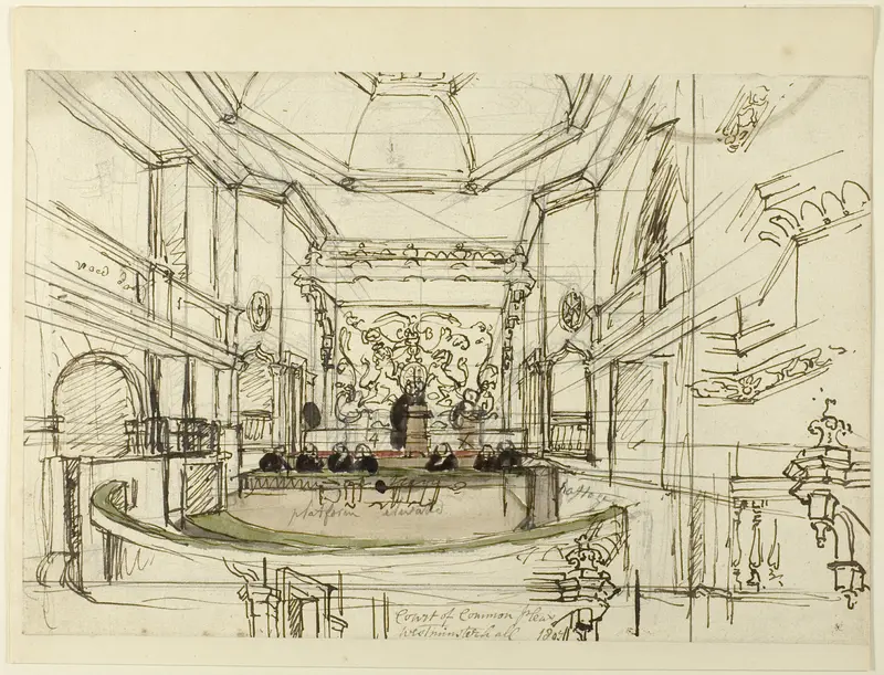 Study for Court of Common Pleas, Westminster Hall, from Microcosm of London Wall Art by Augustus Charles Pugin - High-Resolution Digital Print