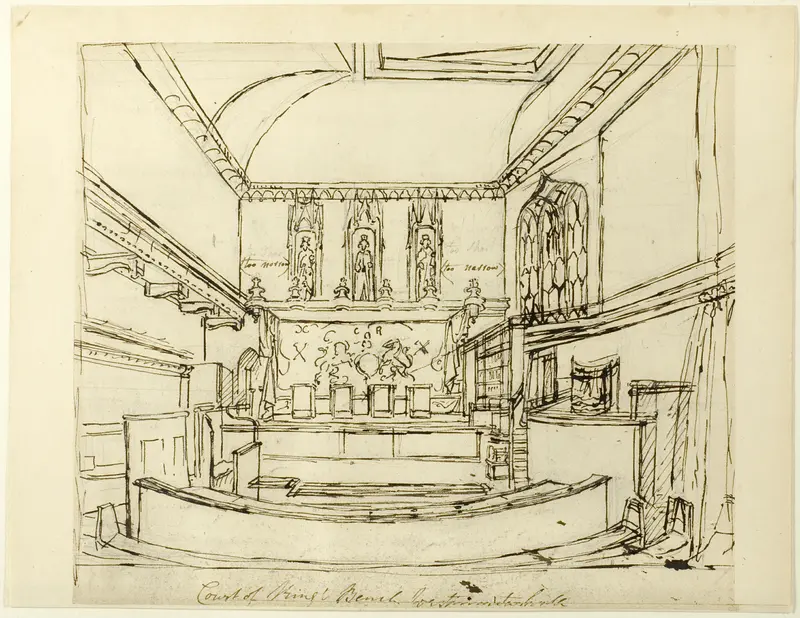 Study for Court of King's Bench, Westminster Hall, from Microcosm of London Wall Art by Augustus Charles Pugin - High-Resolution Digital Print