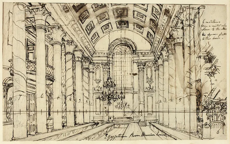 Study for Egyptian Hall Mansion House, from Microcosm of London Wall Art by Augustus Charles Pugin - High-Resolution Digital Print