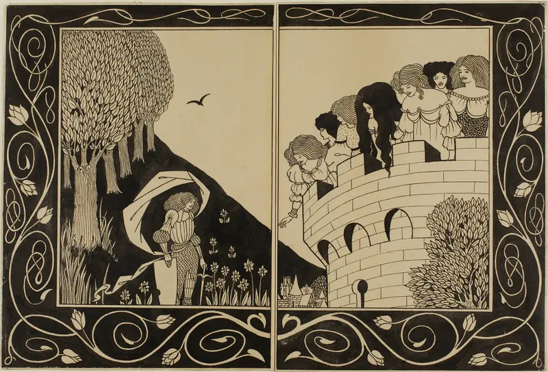 Study for How a Devil in Woman's Likeness Would Have Tempted Sir Bors Wall Art by Aubrey Vincent Beardsley - High-Resolution Digital Print