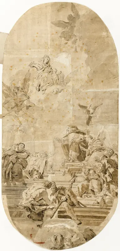 Study for Institution of the Rosary by Saint Dominic Wall Art by Francesco Lorenzi - High-Resolution Digital Print