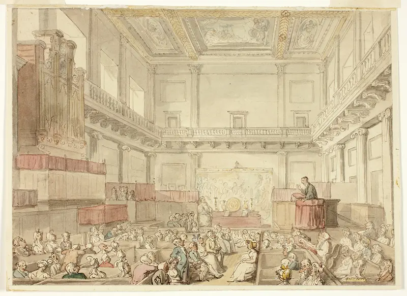 Study for Royal Chapel, Whitehall, from Microcosm of London Wall Art by Thomas Rowlandson - High-Resolution Digital Print