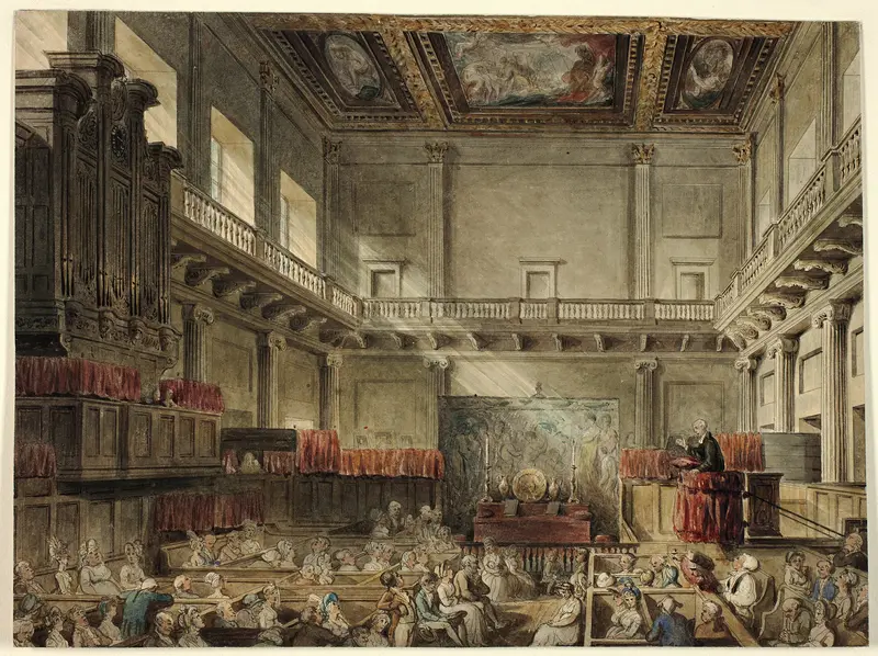 Study for Royal Chapel, Whitehall, in Micocosm of London Wall Art by Augustus Charles Pugin - High-Resolution Digital Print
