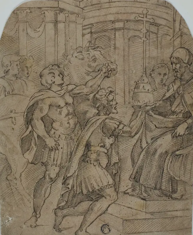 Study for the Emperor Constantine Offering the Tiara to Pope Sylvester Wall Art by Raphael - High-Resolution Digital Print
