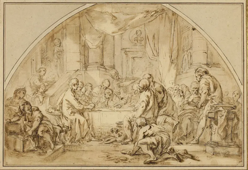 Study for The Last Supper Wall Art by Jean Baptiste Huet - High-Resolution Digital Print