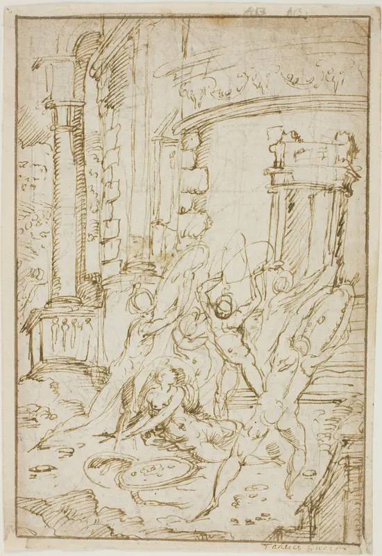 Study for the Rape of the Sabines Wall Art by Circle of Jacopo Zanguidi Bertoja - High-Resolution Digital Print