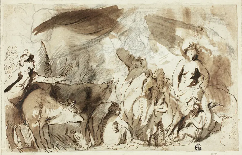 Study for the Sine Baccho et Cerere Friget Venus (recto); Family of Darius before Alexander (verso) Wall Art by Jacob Jordaens - High-Resolution Digital Print