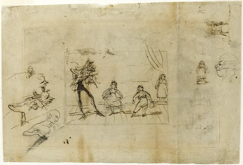 Study for the The Dancing Lesson, part 2: The Minuet Wall Art by George Cruikshank - High-Resolution Digital Print
