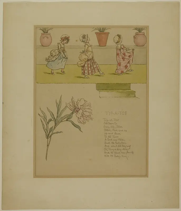 Study for Tip a Toe, from Marigold Garden Wall Art by Kate Greenaway - High-Resolution Digital Print
