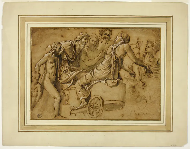 Study for Venus Asking Jupiter for the Services of Mercury as Herald Wall Art by Giulio Romano - High-Resolution Digital Print