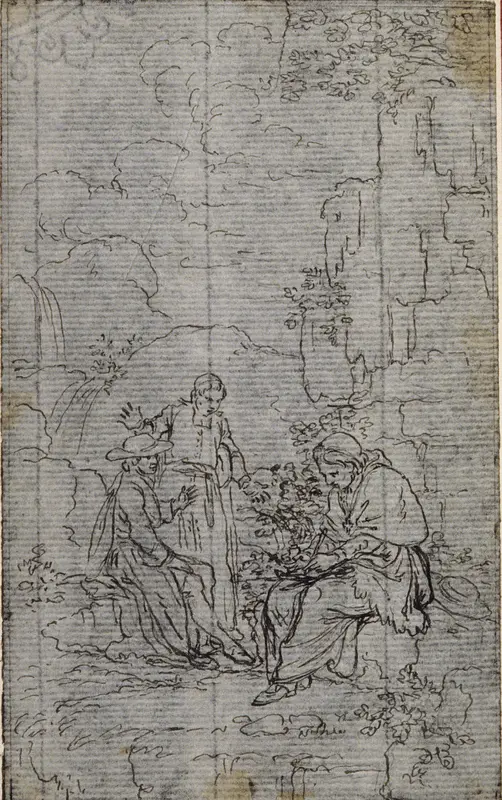 Study for Vignette in Abbé Dinouart's "Vie du Venerable don Juan de Palafox", p. 391 Wall Art by Hubert François Gravelot - High-Resolution Digital Print