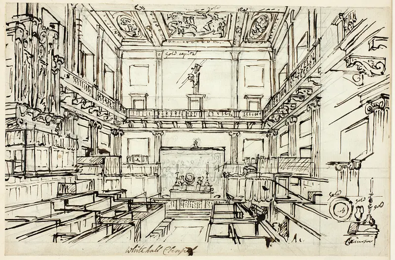 Study for Whitehall Chapel, from Microcosm of London Wall Art by Augustus Charles Pugin - High-Resolution Digital Print