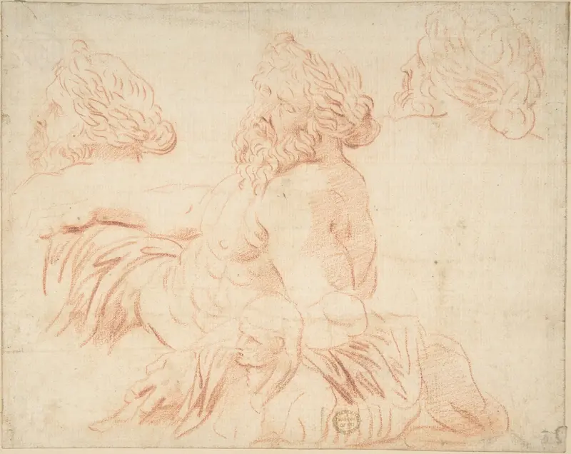 Study from a Statue of a River God Wall Art by Anonymous, Italian, Roman-Bolognese, 17th century - High-Resolution Digital Print