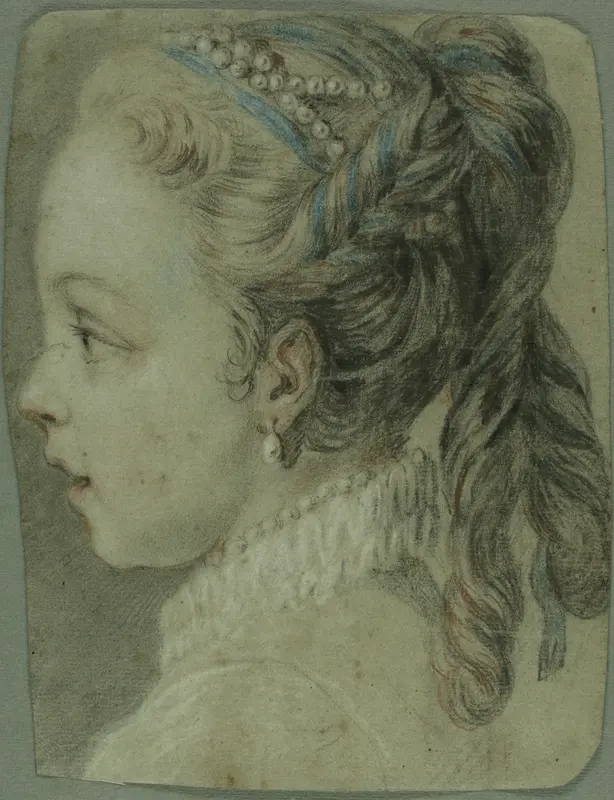 Study: Head of a Young Girl Facing to the Left Wall Art by Carle van Loo - High-Resolution Digital Print