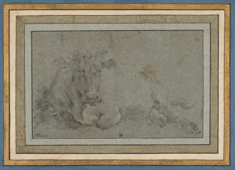 Study of a Cow Wall Art by Johann Heinrich Roos - High-Resolution Digital Print