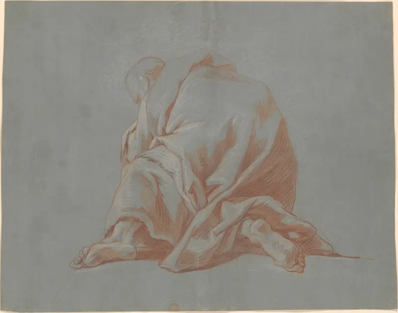 Study of a Draped Figure Wall Art by Jean François de Troy - High-Resolution Digital Print