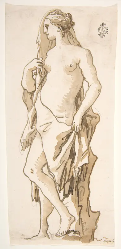 Study of a Garden Sculpture: Iole Wall Art by Giovanni Domenico Tiepolo - High-Resolution Digital Print