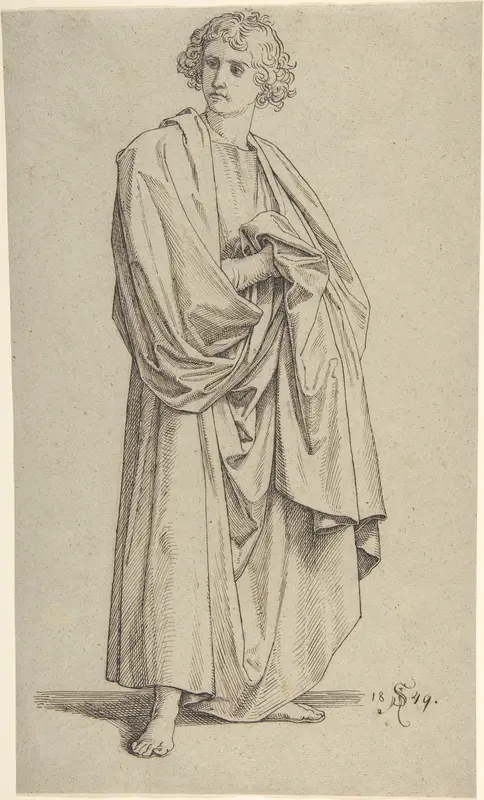 Study of a Male Figure Wall Art by Julius Schnorr von Carolsfeld - High-Resolution Digital Print